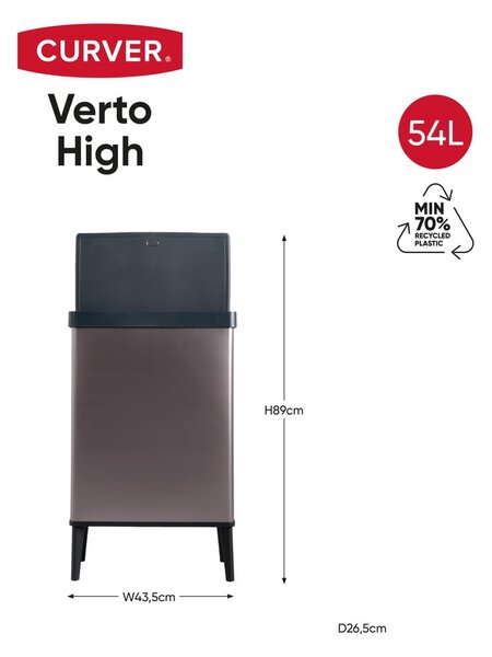 Coș de gunoi roz cu senzori de atingere din plastic reciclat 54 l Verto High – Curver