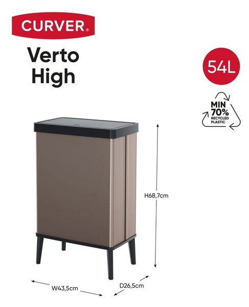 Coș de gunoi roz cu senzori de atingere din plastic reciclat 54 l Verto High – Curver