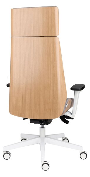 Scaun de birou Moon Wood HD White - Furnir de stejar