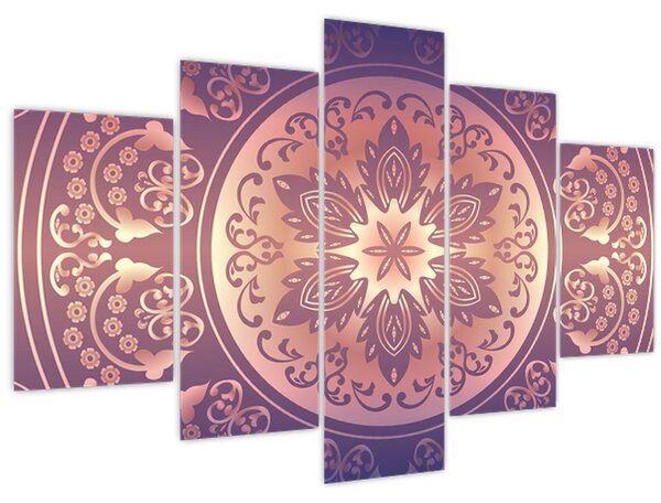Tablou - Mandala pe gradient violet (150x105 cm)