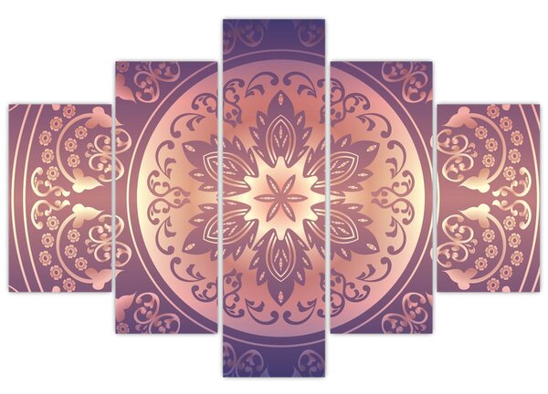 Tablou - Mandala pe gradient violet (150x105 cm)