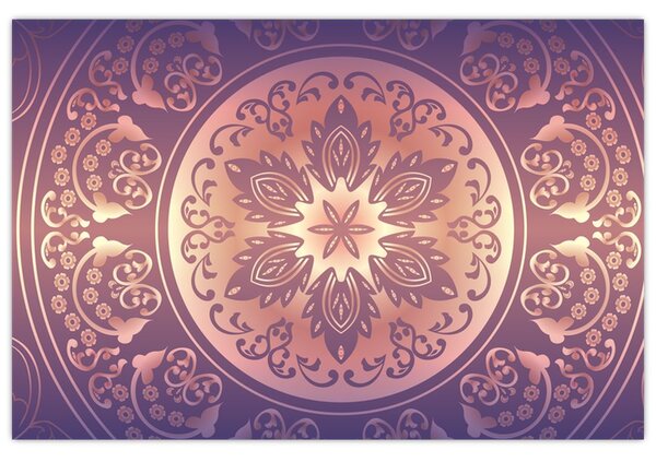 Tablou - Mandala pe gradient violet (90x60 cm)