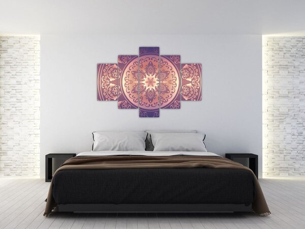 Tablou - Mandala pe gradient violet (150x105 cm)
