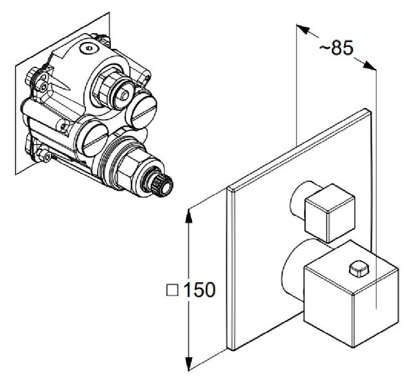 Kludi Decus baterie de duș ascuns cu termostat auriu 54885N075