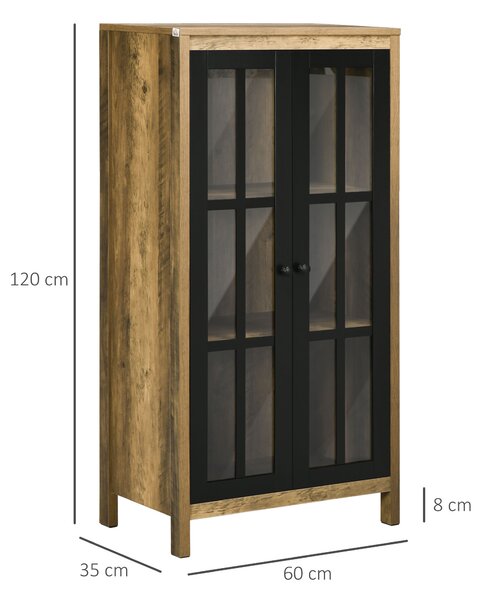 HOMCOM Dulap pentru Bucătărie Modern cu Uși din Sticlă, Ideal pentru Sufragerie și Birou, Design Contemporan, Maro | Aosom Romania