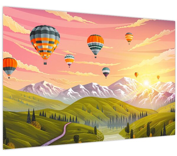 Tablou - Baloane deasupra unui peisaj (90x60 cm)
