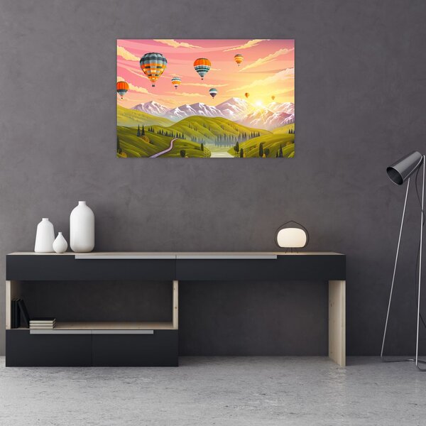 Tablou - Baloane deasupra unui peisaj (90x60 cm)