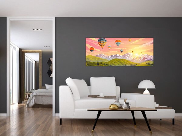 Tablou - Baloane deasupra unui peisaj (120x50 cm)