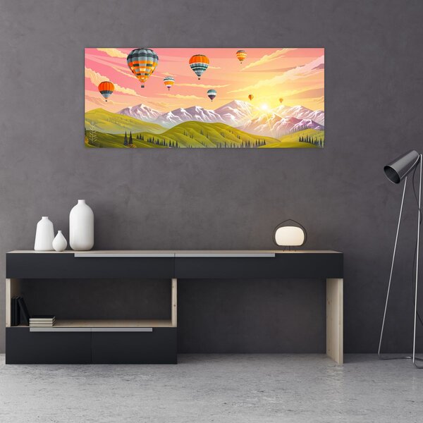 Tablou - Baloane deasupra unui peisaj (120x50 cm)