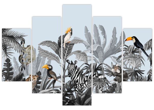 Tablou - Animale în pădurea tropicală (150x105 cm)
