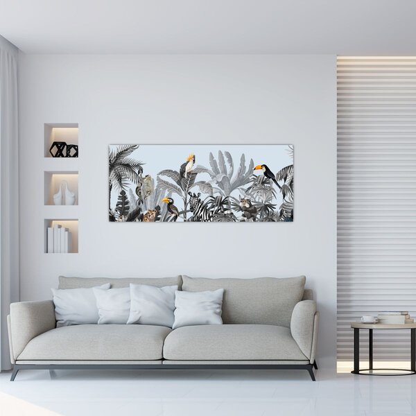 Tablou - Animale în pădurea tropicală (120x50 cm)