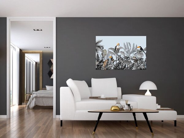 Tablou - Animale în pădurea tropicală (90x60 cm)