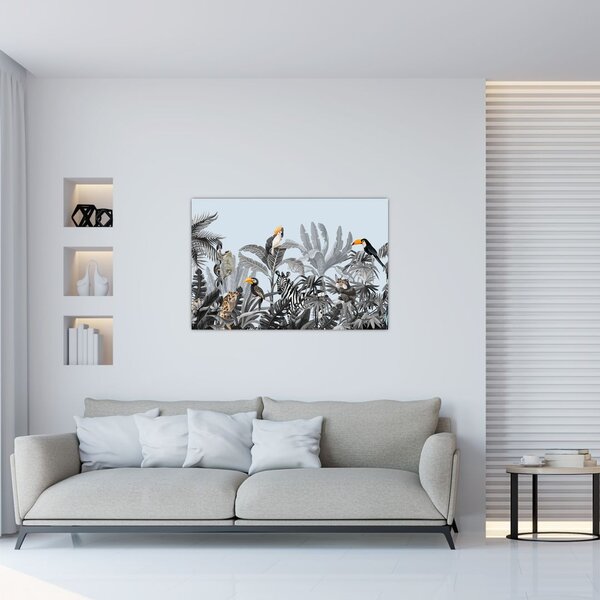 Tablou - Animale în pădurea tropicală (90x60 cm)