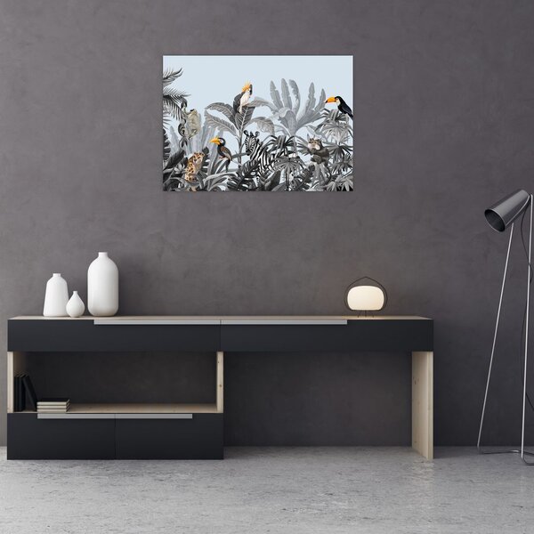 Tablou - Animale în pădurea tropicală (70x50 cm)