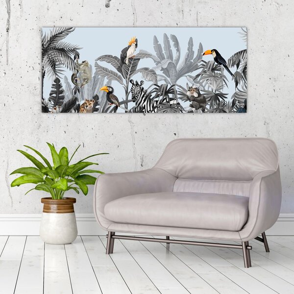 Tablou - Animale în pădurea tropicală (120x50 cm)