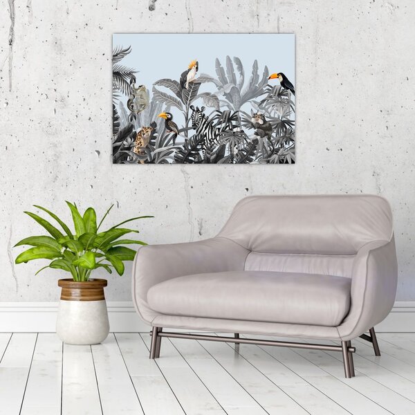 Tablou - Animale în pădurea tropicală (70x50 cm)