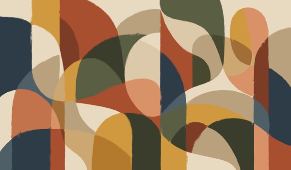 Fototapet Artă plină de culoare, cu forme curbe, Fototapet abstracte, Fototapet populare - Tapeko.ro