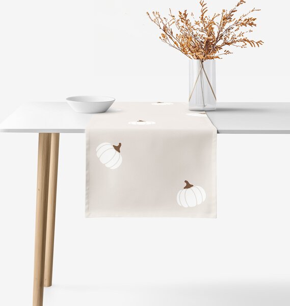 Goldea napron de masă 100% bumbac - dovleci pe fond crem 20x120 cm