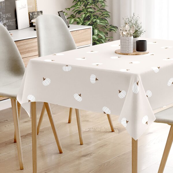 Goldea față de masă 100% bumbac - dovleci pe fond crem 80 x 80 cm