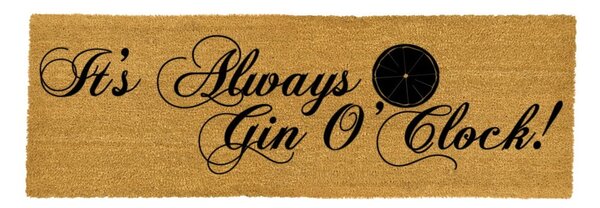 Covoraș intrare din fibre de cocos Artsy Doormats It's Always Gin O'Clock, 40 x 120 cm
