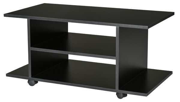 Mobilier Pentru Tv in Lemn cu Roti HOMCOM, Negru,40x40x80cm| Aosom RO | Aosom Romania