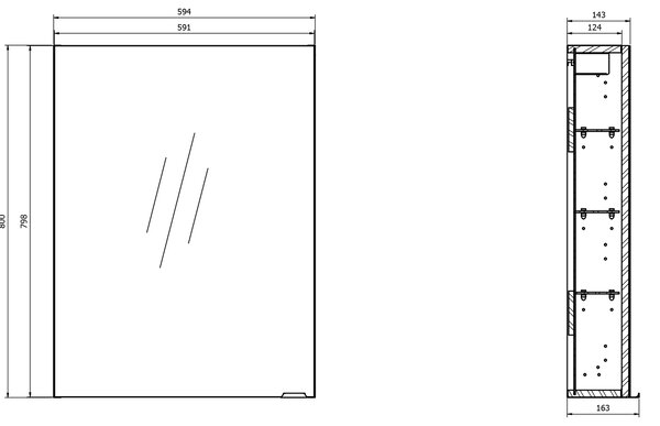 Cersanit Larga dulap 59.4x14.3x80 cm cu oglinda antracit S164-034