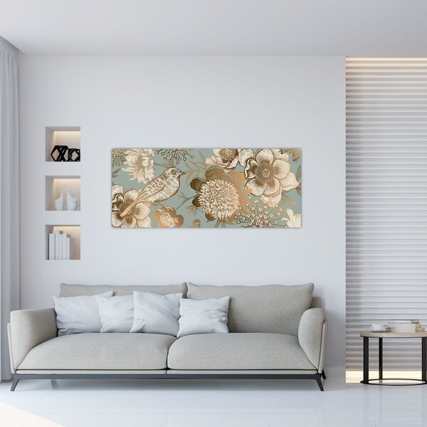 Tablou - Flori aurii (120x50 cm)