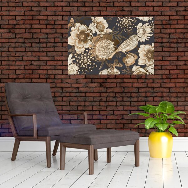 Tablou - Flori aurii pe fundal întunecat (90x60 cm)