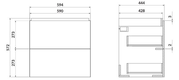 Cersanit Larga dulap 59.4x44.4x57.2 cm sub chiuveta pe perete antracit S164-036