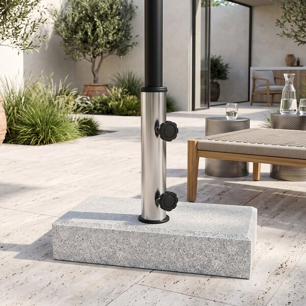 Outsunny Baza Umbrelă Gradină 25kg Granit Oțel Inoxidabil pentru Stâlpi Ø32-48mm | Aosom Romania