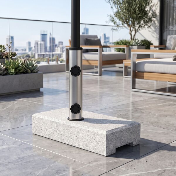 Outsunny Baza Umbrelă Gradină 25kg Granit Oțel Inoxidabil pentru Stâlpi Ø32-48mm | Aosom Romania