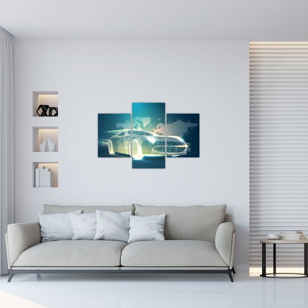 Tablou - Mașină din forme geometrice (90x60 cm)