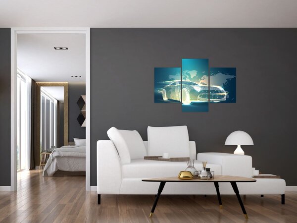 Tablou - Mașină din forme geometrice (90x60 cm)