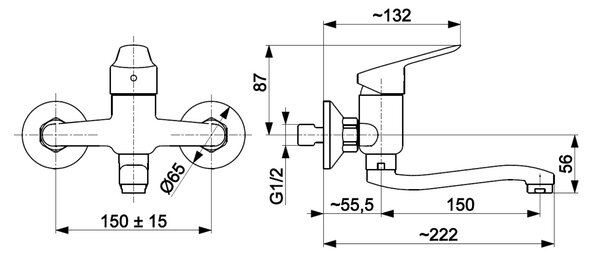 KFA Armatura Sparc baterie lavoar perete negru 5410-810-81