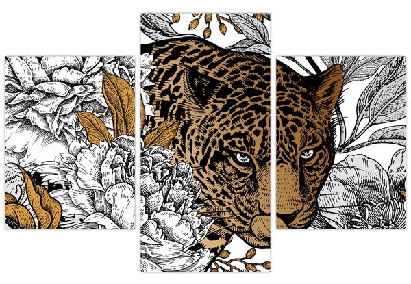 Tablou - Leopard între flori (90x60 cm)