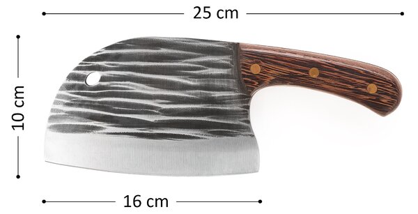 Cutit profesional tip satar almazan, onuvio®, full tang, universal pentru bucătărie, feliat, tranșat, tocat, otel carbon, lama forjata, 250mm, negru