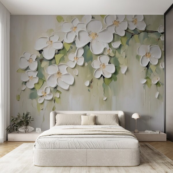 Tapet O ramură cu flori, Fototapet 3D, Fototapet 3D Flori, w04978 : Uwalls.ro