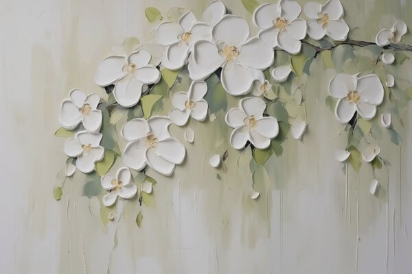 Tapet O ramură cu flori, Fototapet 3D, Fototapet 3D Flori, w04978 : Uwalls.ro