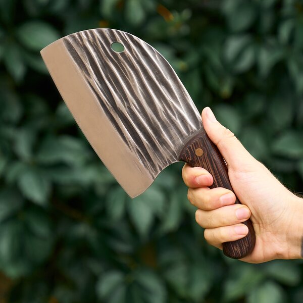 Cutit profesional tip satar almazan, onuvio®, full tang, universal pentru bucătărie, feliat, tranșat, tocat, otel carbon, lama forjata, 250mm, negru