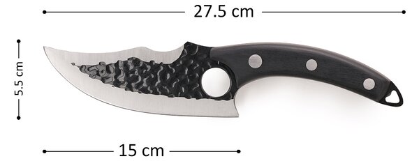 Cuțitul japonez profesional onuvio®, full tang, universal pentru bucătărie, feliat, tranșat, tocat, otel carbon, lama forjata, 270mm, husa inclusa, negru