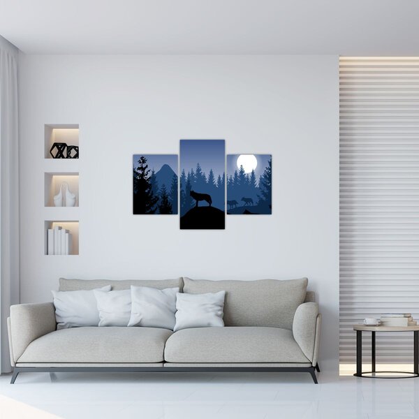 Tablou - Haita de lupi sub lună plină (90x60 cm)