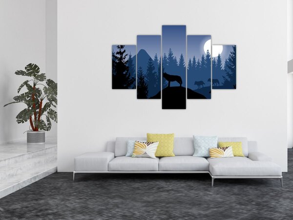Tablou - Haita de lupi sub lună plină (150x105 cm)