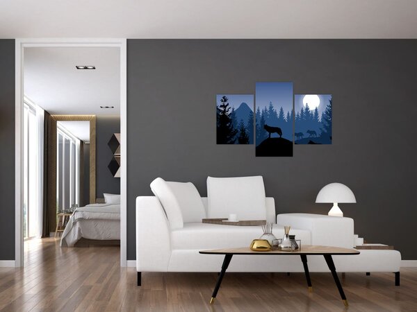 Tablou - Haita de lupi sub lună plină (90x60 cm)