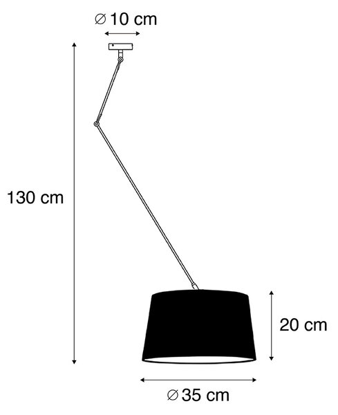 Lampă suspendată din oțel cu abajur din in taupe de 35 cm - Blitz