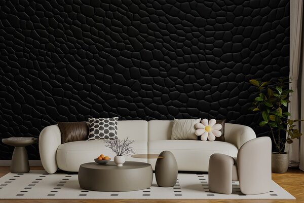Tapet Mozaic negru cu relief tridimensional delicat, Fototapet Abstract, w04955 : Uwalls.ro