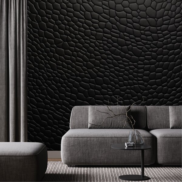 Tapet Mozaic negru cu relief tridimensional delicat, Fototapet Abstract, w04955 : Uwalls.ro