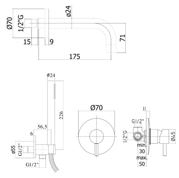 Paffoni Light baterie cadă-duș ascuns crom SK010CR70ZWW
