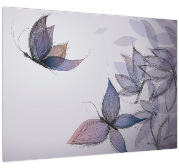 Tablou - Fluturi desenați (70x50 cm)