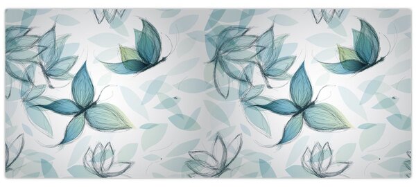 Tablou - Fluturași albaștri (120x50 cm)