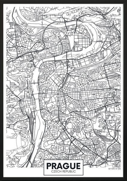 Poster DecoKing Map Prague, 50 x 40 cm